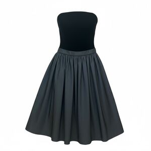 s.g. gilbert Woman’s Black Strapless Dress velvet top, satin full skirt.  Size 4